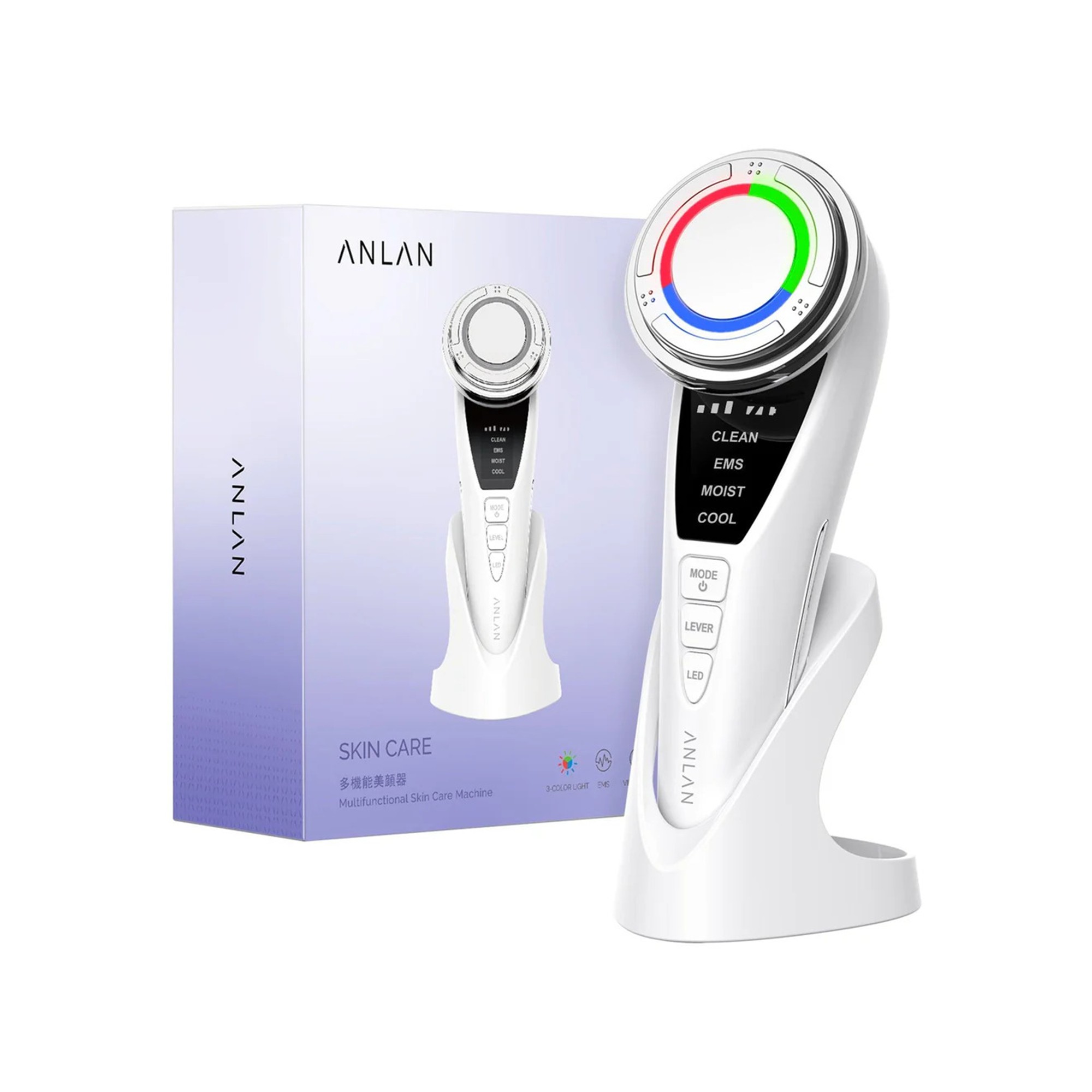 Масажер для лиця ANLAN EMS Red and Blue and Green light therapy Beauty Device